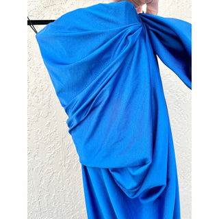 Saint Laurent Strapless Gathered Bow Satin Jersey Jumpsuit Blue Women's Size 1/S