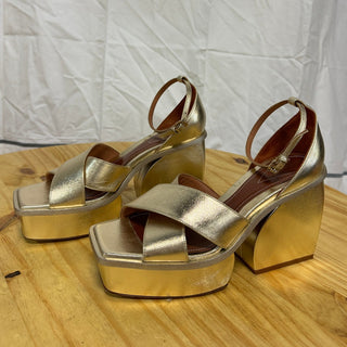 Zimmermann Leather Metallic Prisma Ankle Strap Platform Sandals Gold 40 / 9.5