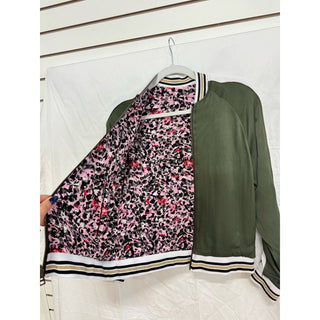 Zadig & Voltaire Full Zip Reversible Bomber Jacket Green/Pink Multi Women's S