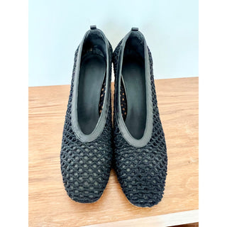 Rachel Comey Noemie Mesh Slip On Square Toe Block Heel Pump Black Women's US 9