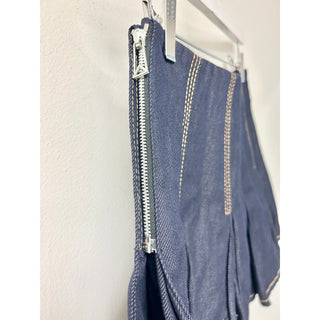 NWOT Bottega Veneta Salon 3 Pleated Denim Mini Skirt Navy Blue Women's Size 34/2
