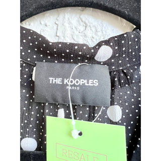 The Kooples Short Sleeve Tie Polka Dot Button Front Top Black Women's Size Small