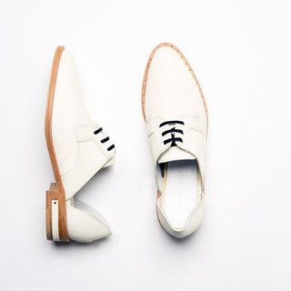 Freda Salvador Wit Leather Almond Toe D'Orsay Oxfords Shoes White Women's US 6.5