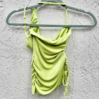 Oh Polly Jersey Ruched One Shoulder Top & Maxi Skirt Set Lime Women's Size US 2