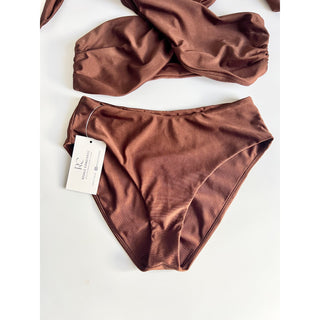 LPA Halterneck Top & Bottom 2 Piece Swimsuit Set Brown Women's Size Small