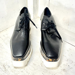 Stella McCartney Elyse Lace-Up Faux-leather Platform Oxfords Black Womens 38/7.5