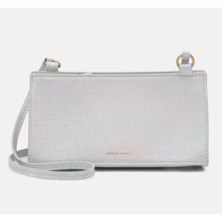 Mansur Gavriel Mini Iridescent Leather Pencil Crossbody Bag Silver