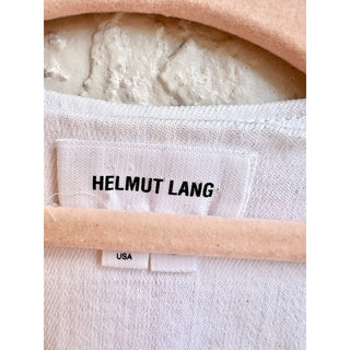 Helmut Lang 3/4 Sleeve Asymmetrical Zip Denim Moto Jacket White Women's Small