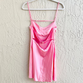 NWOT Edikted Spaghetti Strap Bellamy Cut-Out Satin Mini Dress Pink Womens Small