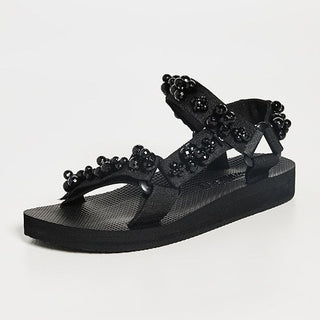 NWOT Arizona Love Trekky Bead-Embellished Hiking Sandals Black Women's EU 39