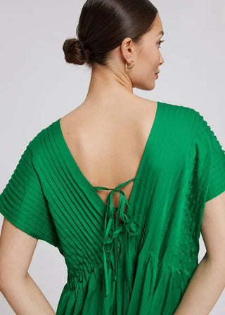 NWT & other stories V-Neck Pleated Midi Kaftan Dress Matte Green Women's Size S