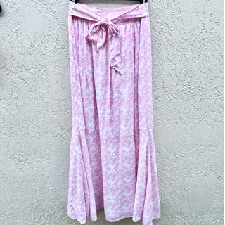 Krewe Du Q Floral Square Neck Crop Top & Maxi Skirt Set Pink Women Size Small