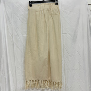 Nanushka Randi High Waisted Fringe Trim Wrap Midi Skirt Cream Women's Size Small