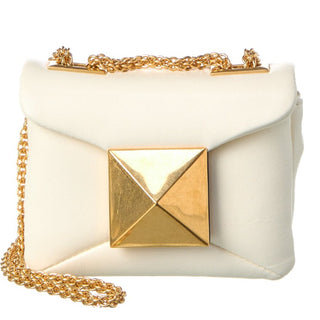 Valentino Garavani Leather One Stud Micro Chain Crossbody Shoulder Bag White