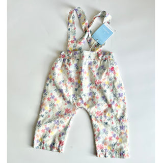 NWT Babycottons Ava Floral Printed Pull On Overall Pants Aqua Green Baby 9 Mos