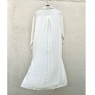 NWT Aeom Long Sleeve Button Down Tie Front Shirt Maxi Dress White Women's Medium