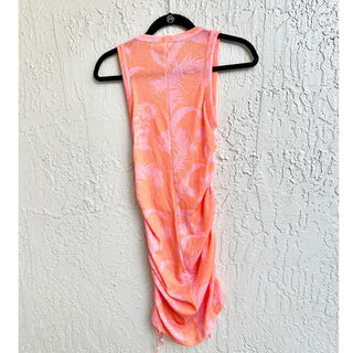 NWT Vale Genta Sleeveless Printed Apres Beach Mesh Dress Hot Coral Womens M / L