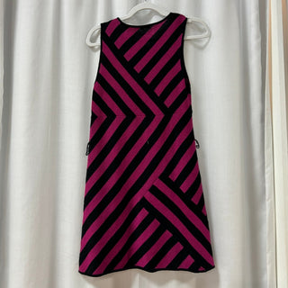 Alice + Olivia Striped Sleeveless Mini Sheath Sweater Dress Berry/Black Womens M