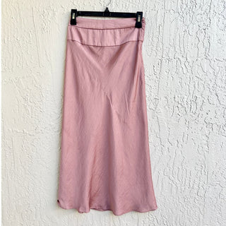 Free People Normani Bias Pull On High Waisted Midi Skirt Dusty Mauve Womens Sz 0