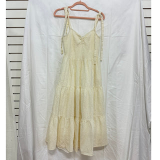 Madewell Eyelet Lucie Smocked Tie-Strap Tiered Midi Dress Cream Women's Size M