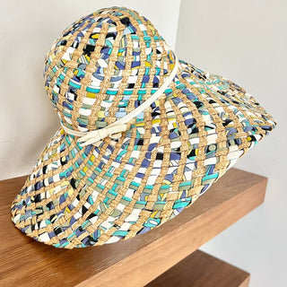 Emilio Pucci 100% Cotton Woven Straw Boater Summer Hat Multicolor Women's