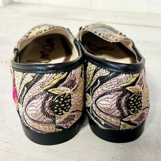 NWT Sam Edelman Loraine Horsebit Floral Jacquard Step-In Loafers Black Womens 7M