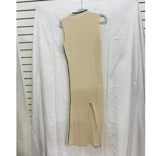 Dissh Dakota Sleeveless Crew Neck Boucle Knit Maxi Sweater Dress Cream Women's M