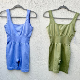 NWT We Wore What Ribbed Knit Bodysuit Sage Green Blue Set Of 2 Women's Small