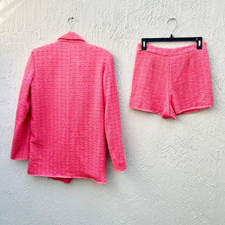 NWT Zara Textured Double Breasted Blazer & High Waisted Skort Set Pink Womens XS