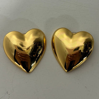 HM Gold Plated Heart Shaped Women's Statement Clip-On Earrings