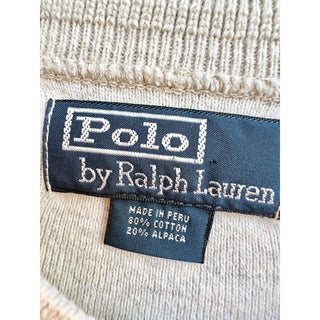 Polo By Ralph Lauren Cotton Alpaca Pullover Henley Shirt Cream Men's Size Medium