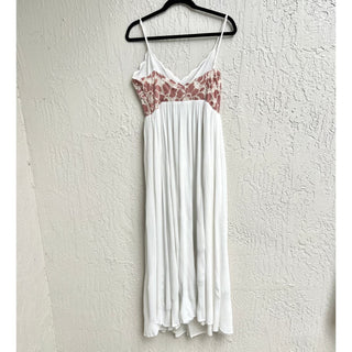 Tularosa Spaghetti Straps V-Neckline Bryce Slip Maxi Dress White Women's Size L