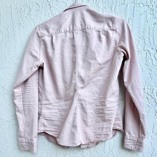 Frank & Eileen Barry Tailored Long Sleeve Denim Button-Up Shirt Dusty Pink Sz XS