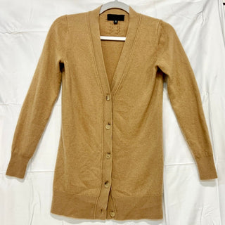 Nili Lotan 100% Cashmere Long Sleeve V-Neck Button Front Cardigan Sweater Tan XS