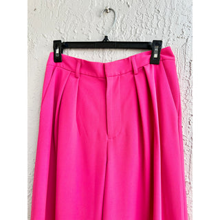 Alice + Olivia High Waisted Pleated Pompey Wide Leg Pants Pink Women's Size US 6