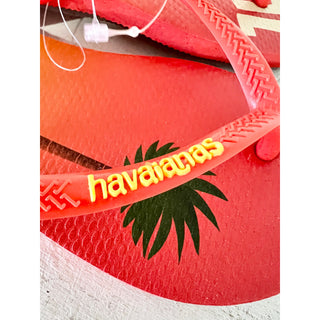 NWT Havaianas Slim Print Postcard Slip On Flip Flops Salvador Orange Women 37/38