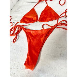 Sommer Swim Kaia Triangle Bikini Top & Milla Tie Side Bikini Bottom Orange S /XS