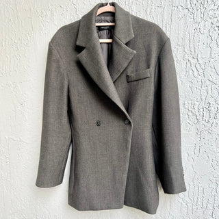 Storets Notch Lapel Double Breasted Blazer Jacket Brown Gray Women's Size S / M