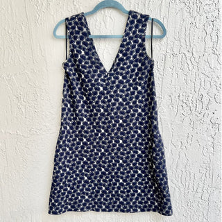 NWOT Diane Von Furstenberg Sleeveless Embroidered Geometric Dress Blue Women's 4