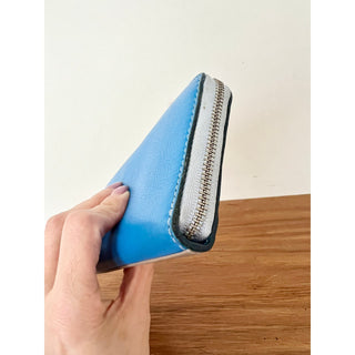 Marc By Marc Jacobs Leather Rectangle Wallet Colorblock Blue Beige Women's