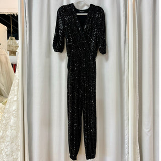 Generation Love Madison Sequin 3/4 Sleeve V-Neck Jumpsuits Black Women's Size S