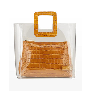 Staud Shirley Clear PVC and Crocodile-Embossed Tote Bag With Removable Pouch