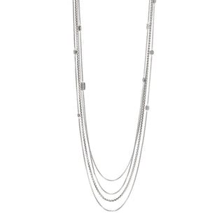 David Yurman Boxchain Sterling Silver Diamond Confetti Station Layered Necklace