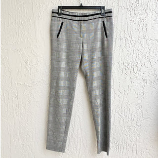 Veronica Beard Plaid High Waisted Straight Leg Trouser Pants Gray Women's US 6