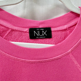 NWT NUX Los Angeles Long Sleeve Crew Neck Pullover Sweatshirt Pink Womens Medium