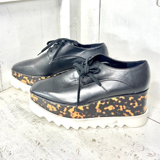 Stella McCartney Elyse Lace-Up Faux-leather Platform Oxfords Black Womens 38/7.5