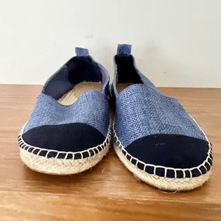 NWOT Loft Woven Stitch Espadrille Flat Slip On Sandal Blue Women's Size 7.5