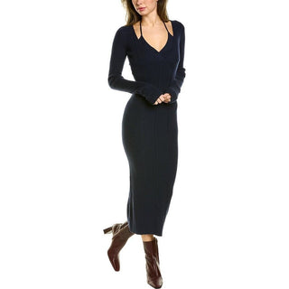 Favorite Daughter Long Sleeve Ribbed Knit Maxi Dress Black Women's Size Medium