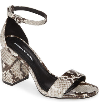 Alexander Wang Abby Snakeskin Leather Ankle Strap Sandal White Black Womens 38.5