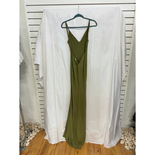 Club L Endless Love Backless Knot Detail Fishtail Maxi Dress Olive Women's US 2